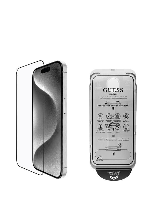 Guess İphone 16 Pro Guess Lisanslı Temperli Cam Ekran Koruyucu Kolay Kurulum Setli Outline Serisi - Image 1