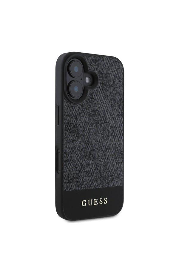 Guess İphone 16 Plus Uyumlu Kılıf Lisanslı Magsafe Şarj Özellikli Pu Deri Şerit Logo - Image 1