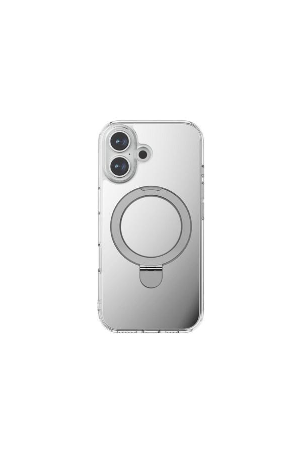 Raptic İphone 16 Plus Magsafe Uyumlu Kılıf Air Stand Serisi Aynalı Arka Yüzey Standlı Kapak Gri - Image 1