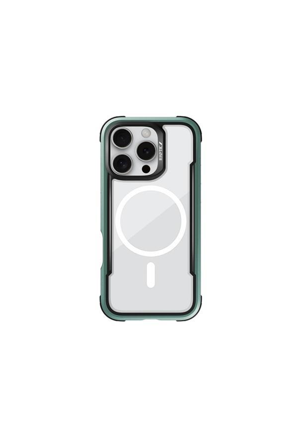 Raptic İphone 16 Pro Uyumlu Magsafe Uyumlu Airbagli Shield Serisi Şeffaf Arka Yüzey Kapak Yeşil - Image 1