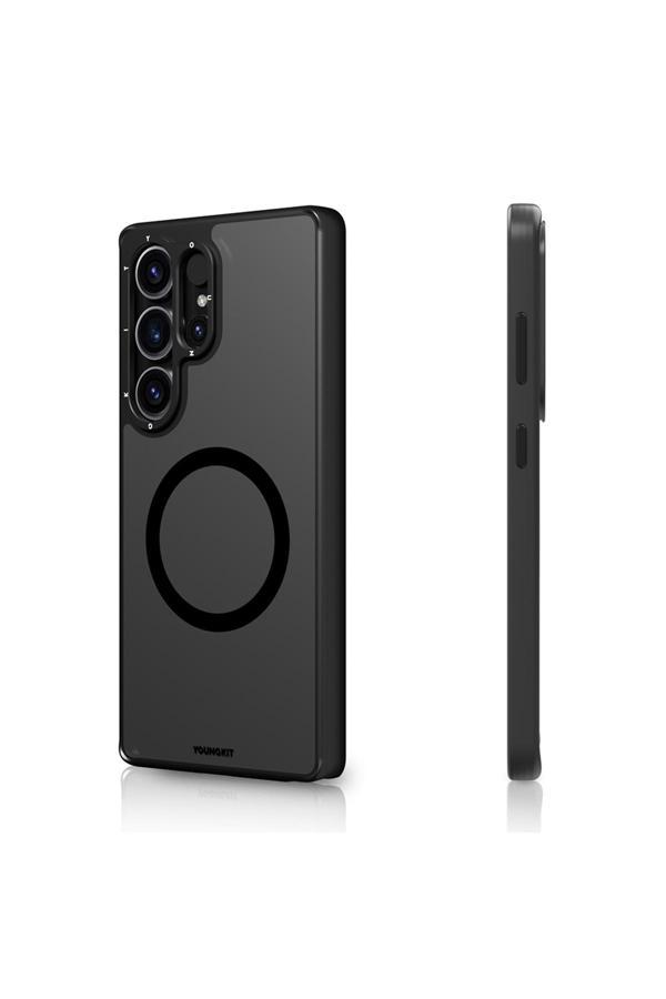 Youngkit Galaxy S25 Ultra Uyumlu Kılıf Magsafe Şarjözellikli Cam Arka Yüzey Tpu Youngkit Gemstone Kapak Siyah - Image 1