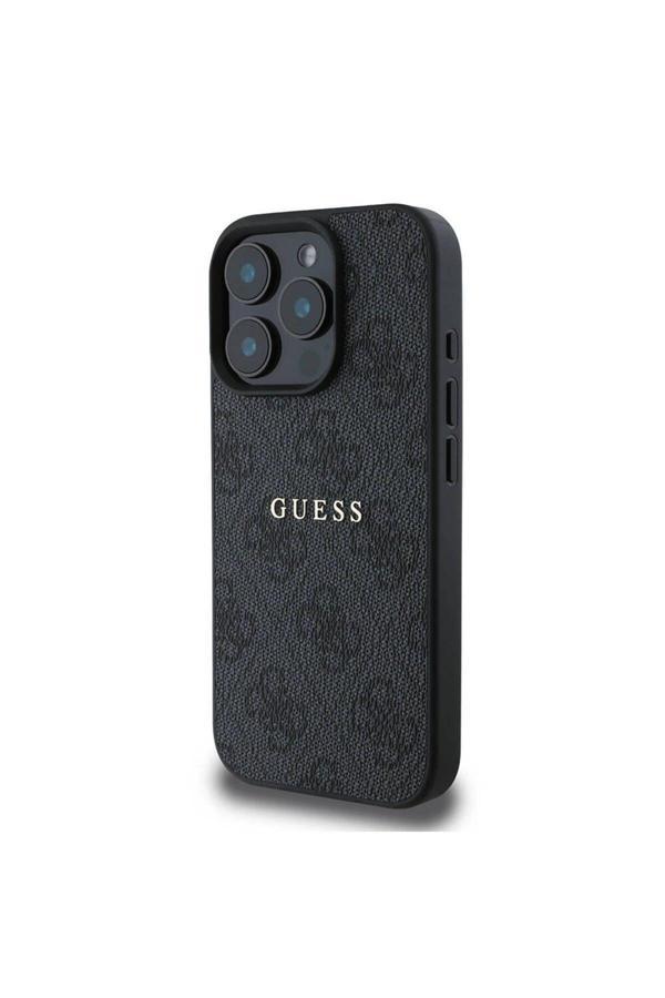Guess İphone 16 Pro Uyumlu Lisanslı Magsafe Şarj Özellikli 4G Desenli Yazı Logolu Siyah - Image 1