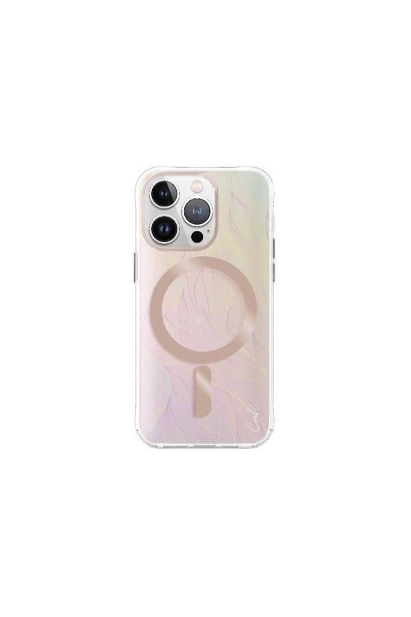 Coehl İphone 15 Pro Uyumlu Kılıf Magsafe Şarj Özellikli Yaprak Desenli Willow Kılıf Pembe - Image 1