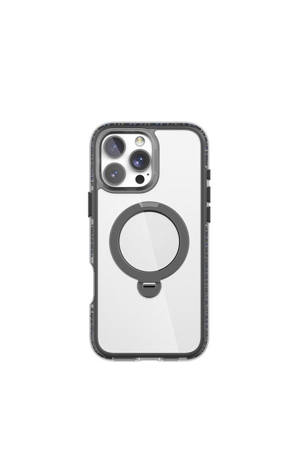 Raptic İphone 16 Pro Max Kılıf Magsafe Uyumlu Standlı Kapak Raptic Airjoy Serisi Boncuk Tasarımlı Siyah-Gri - Image 1