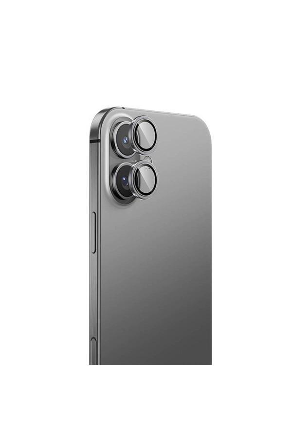 Benks İphone 16 Plus Uyumlu Benks Parlama Önleyici Glass Warrior Metal Kamera Lens Koruyucu Gümüş - Image 1