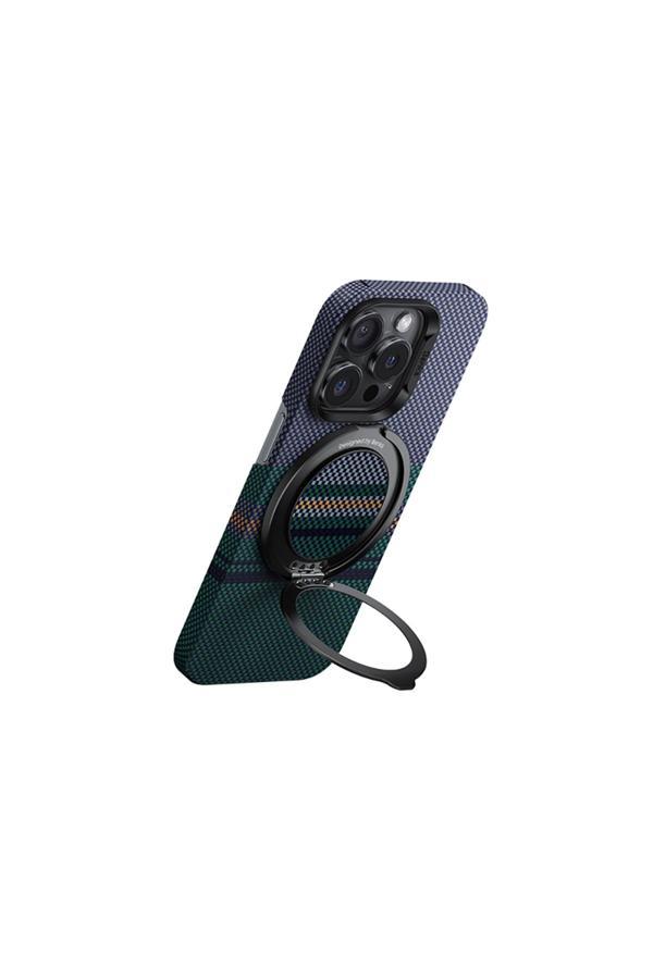 Benks Magnetik Özellikli 360 Derece Dönebilen Aurora Green Kevlar Tasarımlı Parmak Ring Stand Siyah - Image 1
