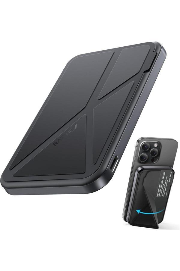 Raptic 10.000Mah Magsafe Powerbank Trio Standlı Pd Hızlı Şarj Özellikli 15W Siyah - Image 1