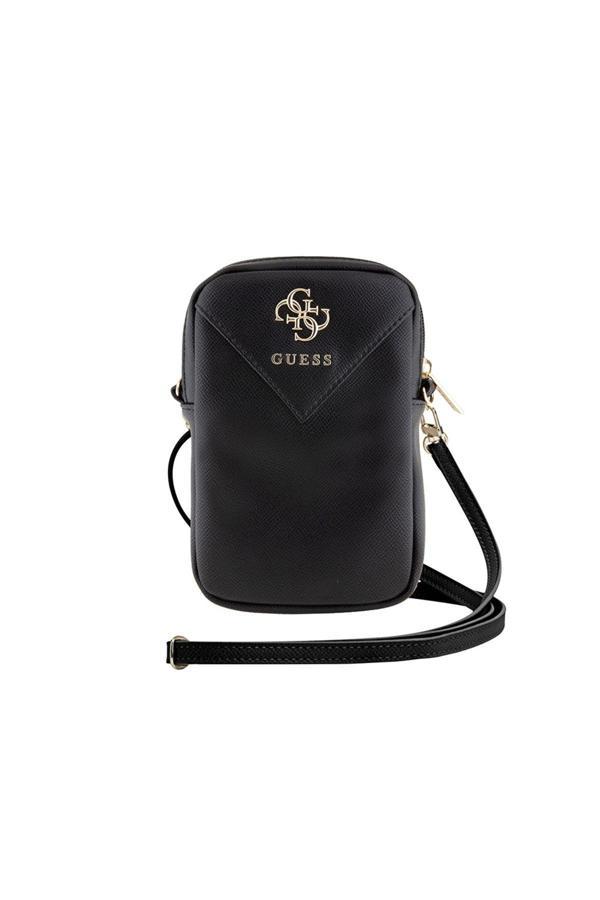 Guess Lisanslı Kadın Omuz Çantası 4G Metal Logolu Fermuarlı Pu Deri Çapraz Askılı Siyah - Image 1