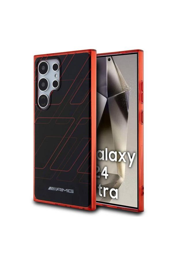 Amg Galaxy S24 Ultra Uyumlu Kılıf Lisanslı Çift Katmanlı Dörtgen Desenli Kapak Siyah - Image 1