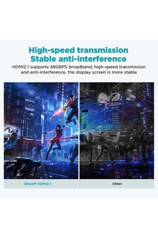 Qgeem Qg-Av17 4K 120Hz / 8K 60Hz Hdmı Kablo 305 Cm 48 Gbps Hdmı 2.1 Görüntü Aktarım - Image 1