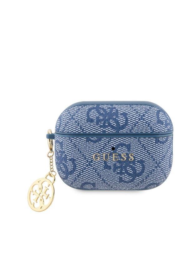 Guess Pro 2 Uyumlu Kılıf Lisanslı 4G Desenli Metal Klasik Logolu 4G Charm Pu Deri Mavi - Image 1