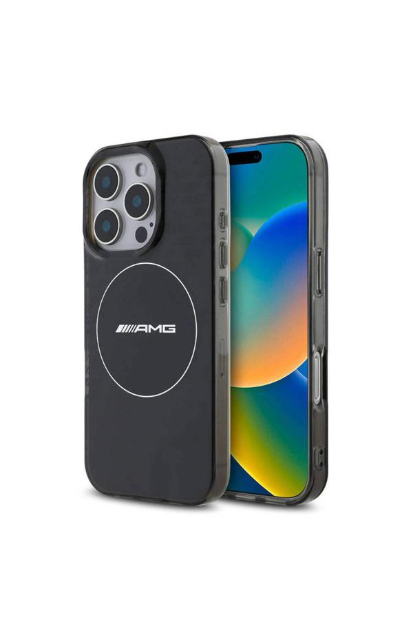 Amg İphone 16 Pro Max Uyumlu Kılıf Lisanslı Magsafe Özellikli Iml Baskı Logolu Smoked Siyah - Image 1