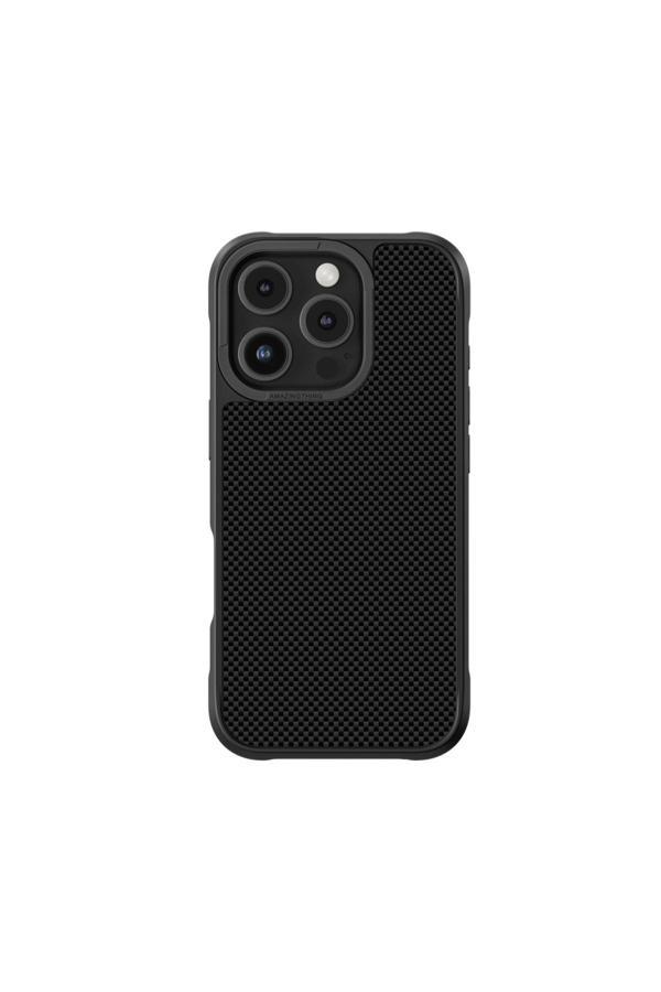 Amazingthing İphone 16 Pro Kılıf Magsafe Özellikli 600D Aramid Fiber Titan Max Serisi Kapak Siyah - Image 1