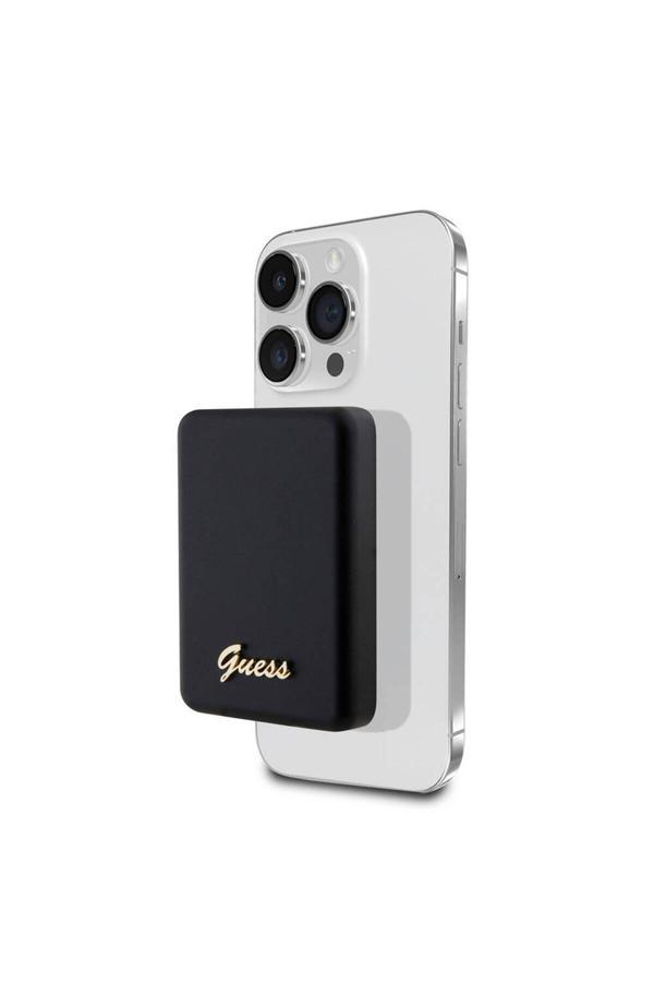 Guess Lisanslı Magsafe Şarj Özellikli Metal Yazı Logolu Powerbank 3000Mah 5W Siyah - Image 1