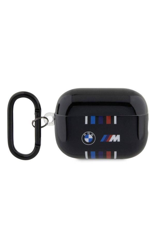 Bmw Airpods Pro 2 Uyumlu Kılıf Bmw  Lisanslı Çoklu Renkli Çizgili Çift Imd Baskı Logolu Siyah - Image 1