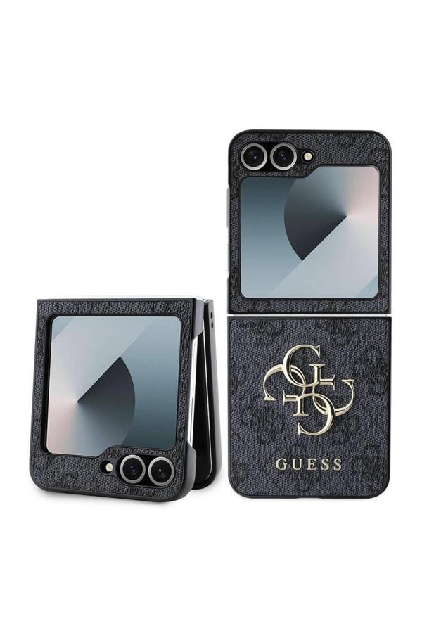 Guess Galaxy Z Fold 6 Uyumlu Kılıf Lisanslı Leather Metal Logo Kapak Kahverengi - Image 1