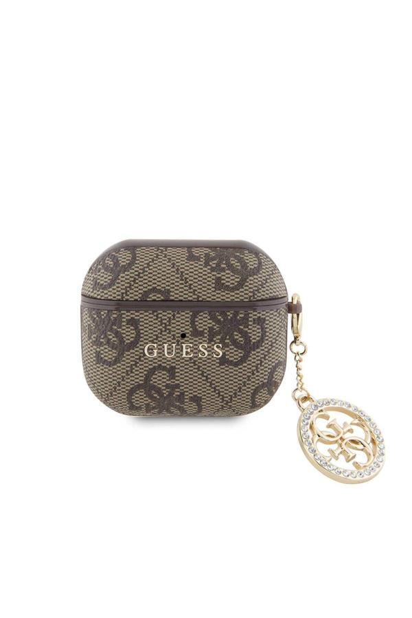Guess Apple Airpods 3.Nesil Uyumlu Kılıf Guess  Lisanslı Pu Deri 4G Desenli 4G Charm Kapak - Image 1