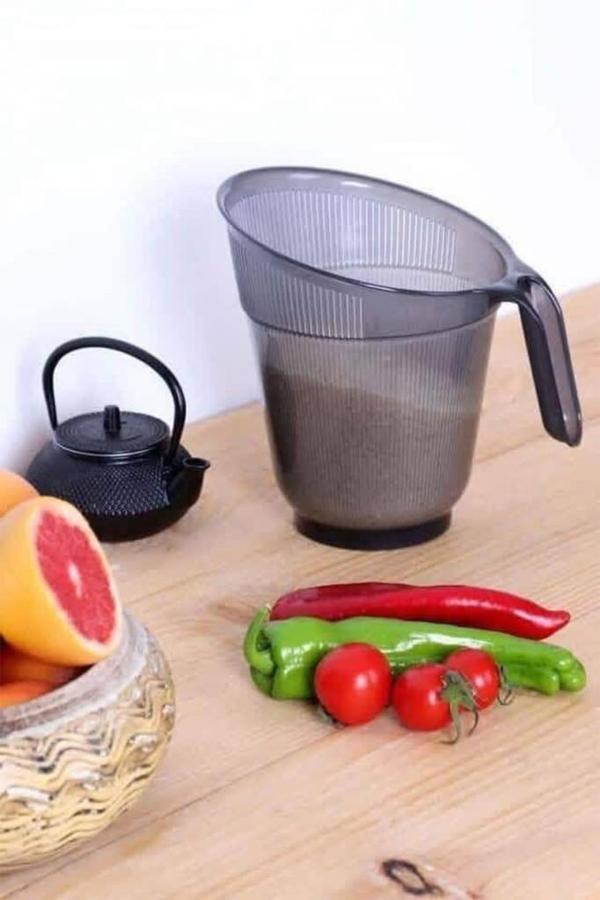 Plastik Eğimli Çok Amaçlı Pratik Pirinç Makarna Süzgeci Şeffaf Siyah - Image 1