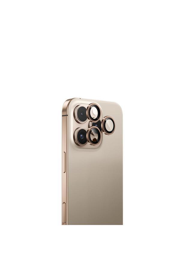 Benks İphone 16 Pro Uyumlu Safir Kamera Lens Koruyucu Benks Dr Serisi Titanyum-Gold - Image 1