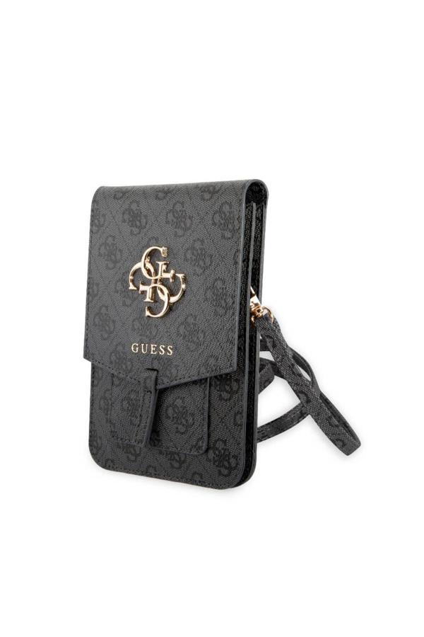Guess Lisanslı Omuz Çantası Askılı Mıknatıs Kapaklı 4G Desen 4G Logolu 5 Hazneli Gri - Image 1