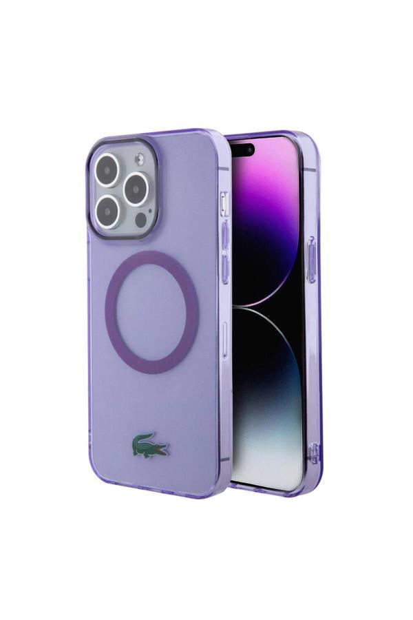 Lacoste İphone 15 Pro Kılıf Lisanslı Magsafe Özellikli İkonik Timsah Logolu Hard Parme Mor - Image 1