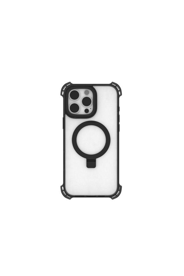 Raptic İphone 16 Pro Max Kılıf Magsafe Şarj Özellikli Dual Serisi Şeffaf Standlı Kapak Siyah - Image 1