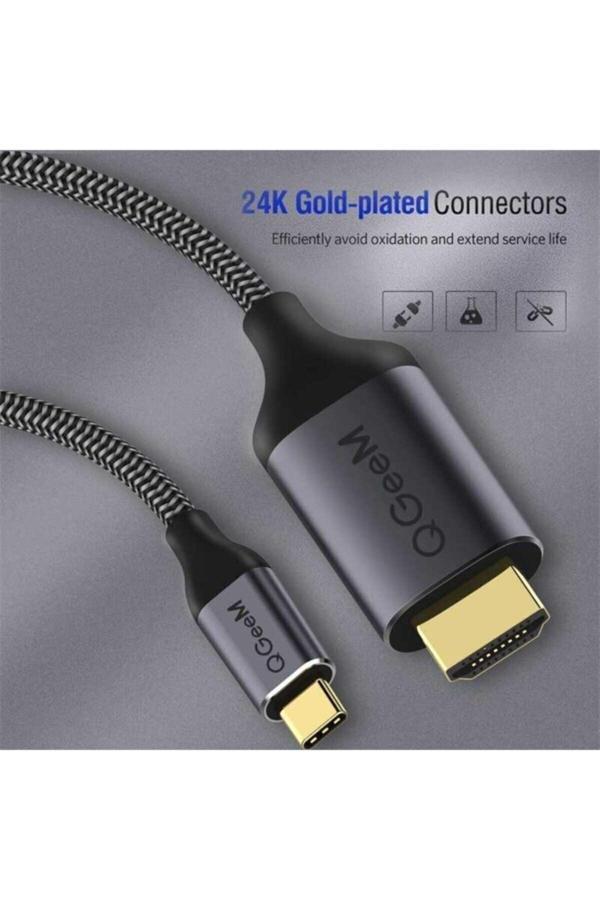 Qgeem Qg-Ua09 Type-C To Hdmı Kablo 180 Cm 4K 60Hz Görüntü Aktarım Kablosu Tak & Çalıştır - Image 1
