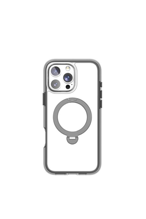 Raptic İphone 16 Pro Max Kılıf Magsafe Uyumlu Airjoy Serisi 360 Dönebilen Standlı Kapak Siyah - Gri - Image 1