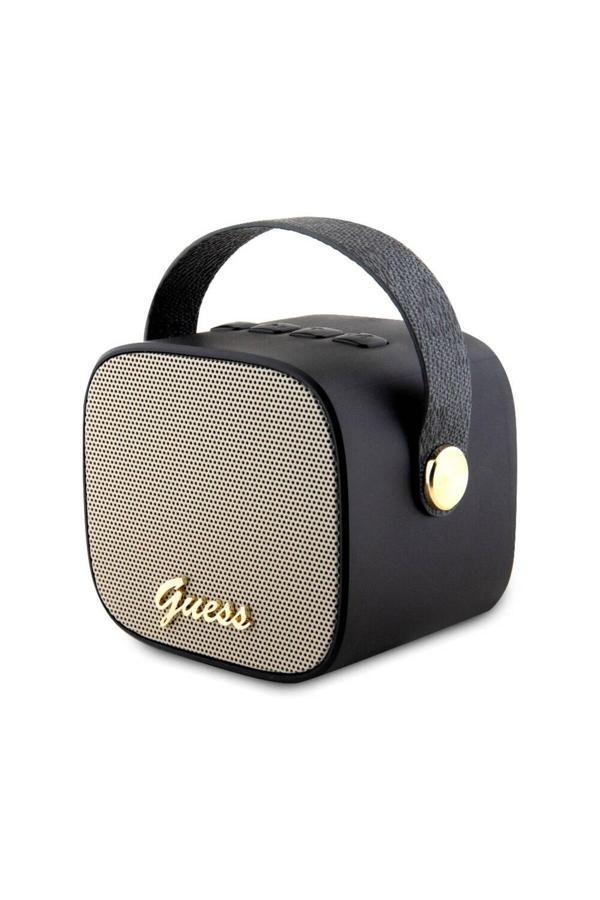 Guess Lisanslı Askılı Pu Deri Yazı Logolu 5W Bluetooth Speaker Siyah - Image 1