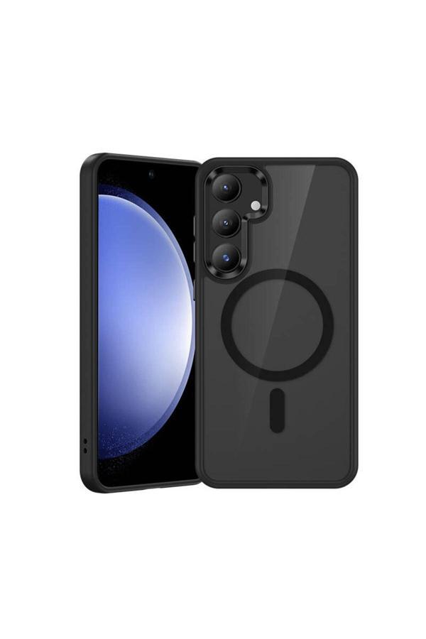 Benks Galaxy S24 Plus Uyumlu Kılıf Magsafe Şarj Özellik Şeffaf Arka Yüzey Magclap Tpu Çerçeve Siyah - Image 1