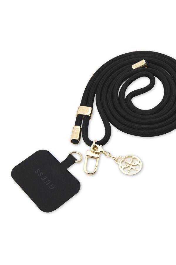 Guess Lisanslı Metal Logolu Cep Telefonu Askı İpi Siyah - Image 1
