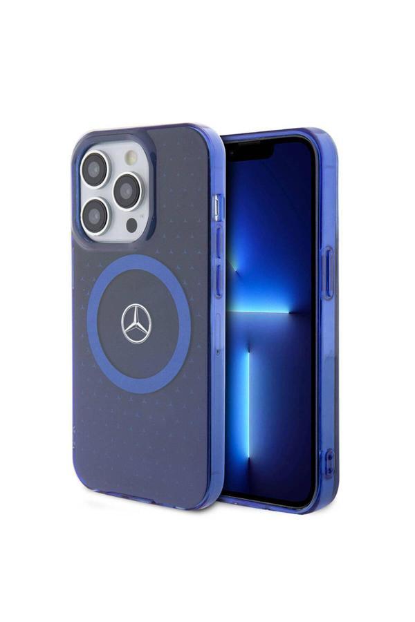 Mercedes Benz İphone 15 Pro Uyumlu Kılıf Mercedes Benz Lisanslı Magsafe Şarjlı Mavi Yıldız Desenli Mavi - Image 1