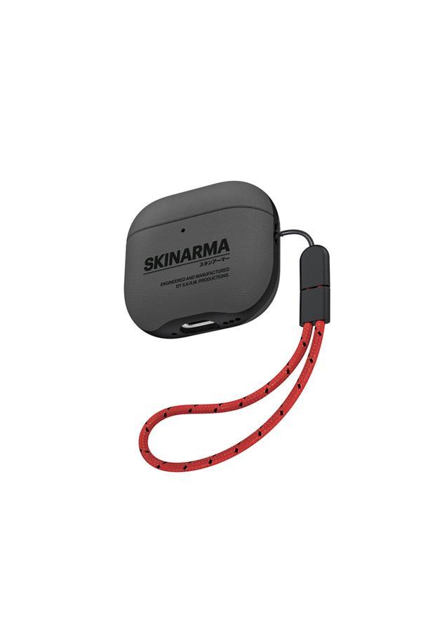 Skinarma Airpods 4 Kılıf Skinarma Pu Deri Tasarımlı Spunk Kulaklık Kılıfı Koyu Yeşil - Image 1