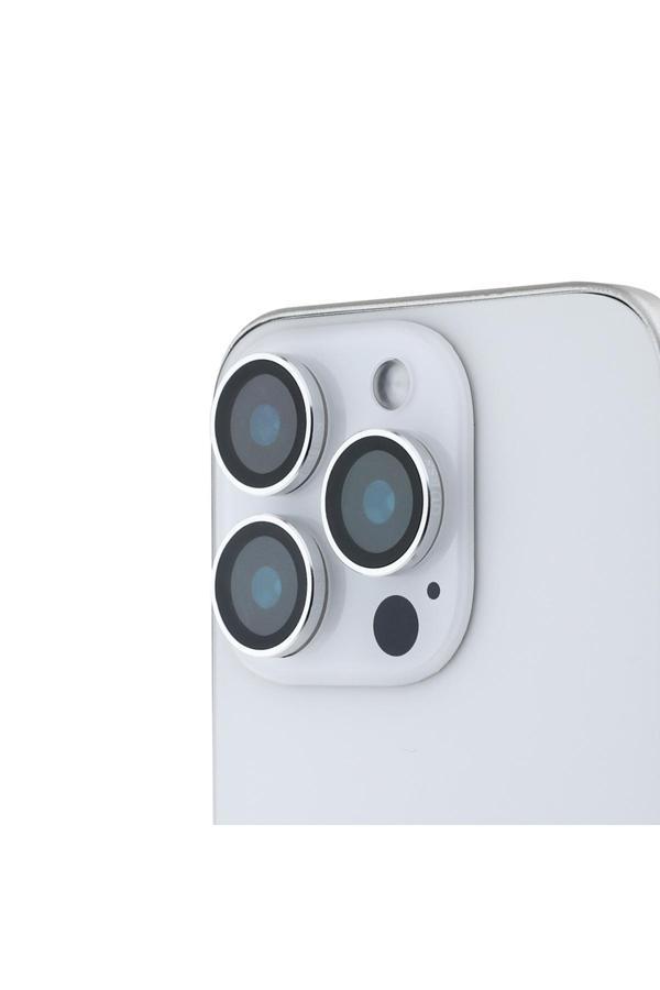 Guess İphone 16 Pro Max Guess Lisanslı Metal Kamera Lens Koruyucu Gümüş - Image 1