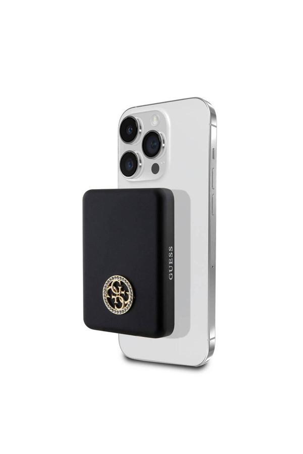 Guess Lisanslı Magsafe Şarj Özellikli Taşlı 4G Logolu Powerbank 3000Mah 5W Siyah - Image 1