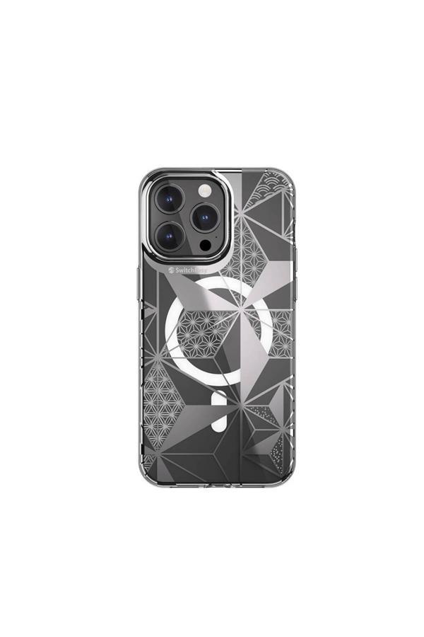 Switcheasy İphone 15 Pro Max Uyumlu Kılıf Magsafeli Çift Imd Baskılı Lisanslı Switcheasy Artist-M Asanoha Gri - Image 1