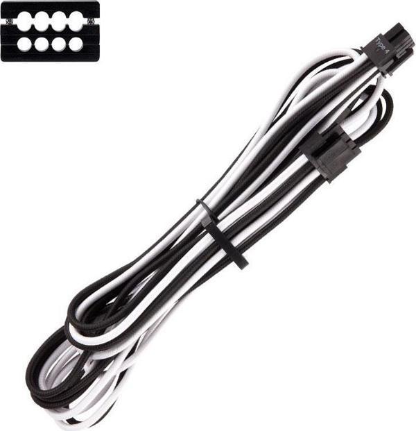CORSAIR CP-8920241 Premium Bireysel Kılıflı EPS12V/ATX12V Kablolar Tip 4 Gen 4 – Beyaz/Siyah - Image 1