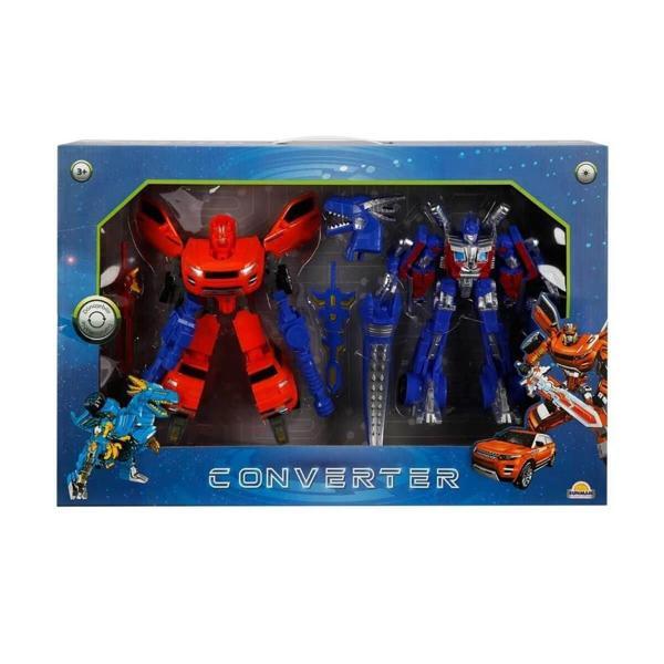 Eğitici Oyuncak Işıklı 2'li Power Robot Transformer Dönüşen Araçlar Kız Erkek Çocuk Eğitici Eğit - Image 1