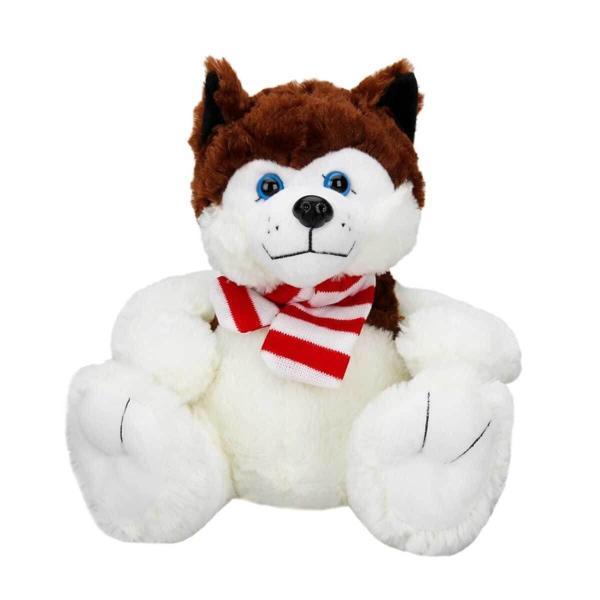 Eğitici Oyuncak Sunman Oturan Husky Atkılı Peluş Köpek 30cm Kız Erkek Çocuk Eğitici Eğitici Oyun - Image 1