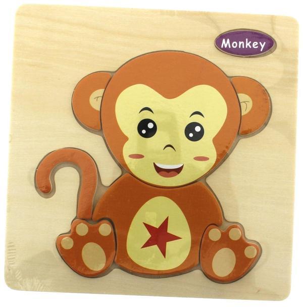 Eğitici Oyuncak Maymun Ahşap Puzzle Kız Erkek Çocuk Eğitici - Image 1