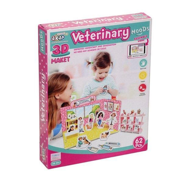 Eğlenceli Oyuncak Veteriner Maket 3 Boyutlu Puzzle Kız Erkek Çocuk Eğitici - Image 1