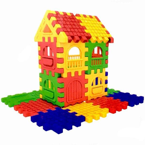 Eğlenceli Oyuncak Puzzle City 3D Yapı ve Tasarım Blokları 128 Parça Kız Erkek Çocuk Eğitici Eğitic - Image 1