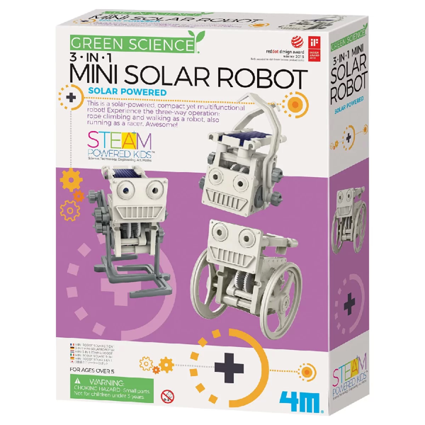 Kız Erkek Çocuk Oyuncak 4M 3'ü 1 Arada Mini Solar Robot Kız Erkek Çocuk Eğitici - Image 1
