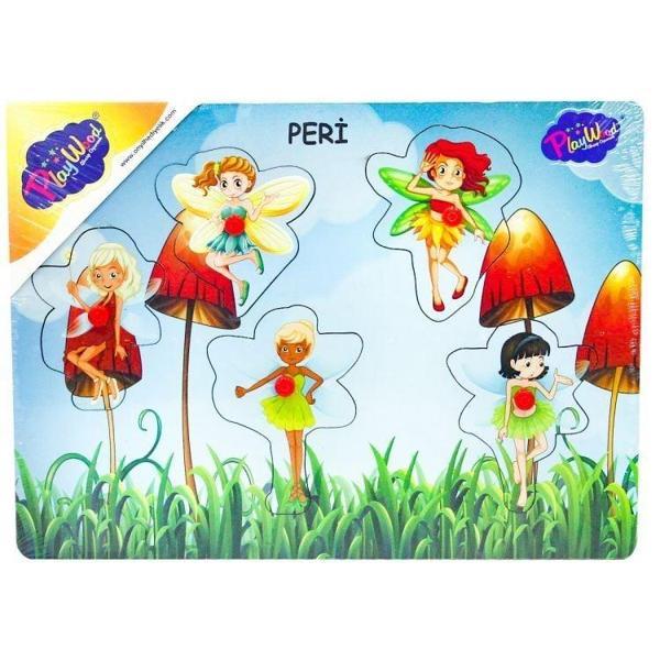 Eğlenceli Oyuncak Ahşap Tutmalı Peri Kızı Puzzle Kız Erkek Çocuk Eğitici - Image 1