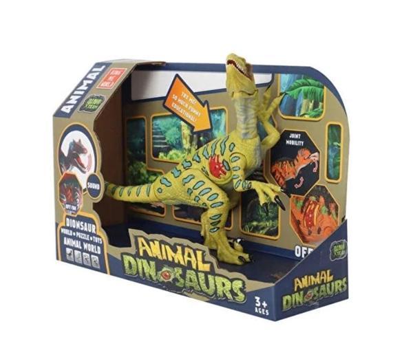 Eğlenceli Oyuncak Sesli Dinozor Raptor 22cm Kız Erkek Çocuk Eğitici - Image 1