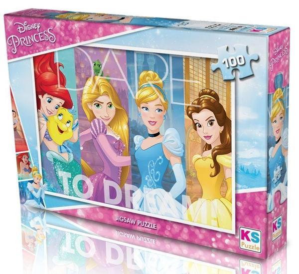 Eğlenceli Oyuncak KS Puzzle 100 Parça Disney Prensesler Kız Erkek Çocuk Eğitici - Image 1