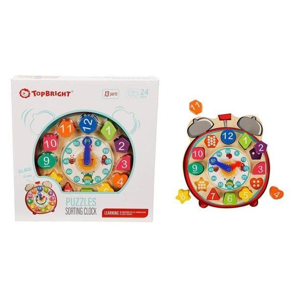 Kız Erkek Çocuk Oyuncak 130444 Ahşap Raptiyeli Puzzle Saat Kız Erkek Çocuk Eğitici - Image 1
