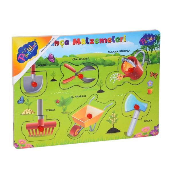 Kız Erkek Çocuk Oyuncak Ahşap Tutmalı Bahçe Malzemeleri Puzzle Kız Erkek Çocuk Eğiticila - Image 1