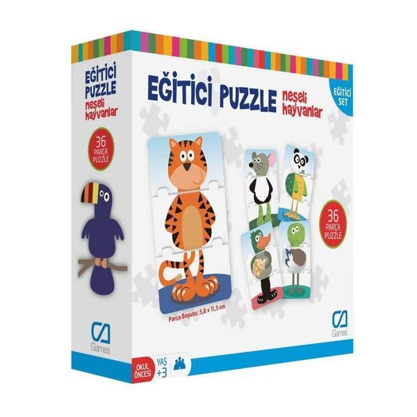 Kız Erkek Çocuk Oyuncak CA.5028 CA Games Eğitici Puzzle Neşeli Hayvanlar Kız Erkek Çocuk Eğitici Eğitici - Image 1