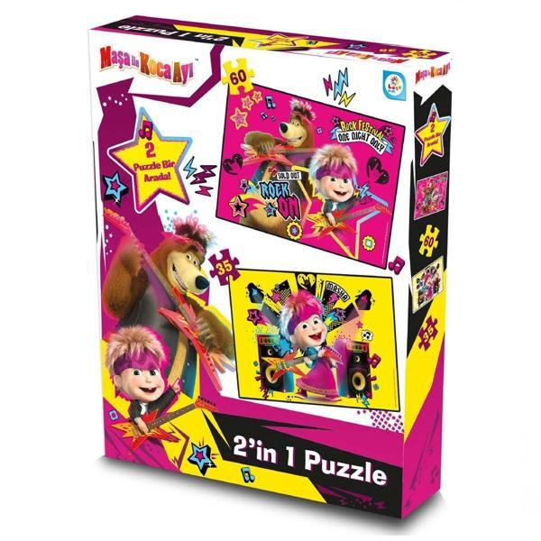 Kız Erkek Çocuk Oyuncak Maşa ile Koca Ayı 2'li Puzzle Kız Erkek Çocuk Eğitici - Image 1